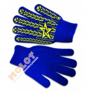 Перчатки ПВХ плетеные синие c вкраплением «Звезда», L (16-030)